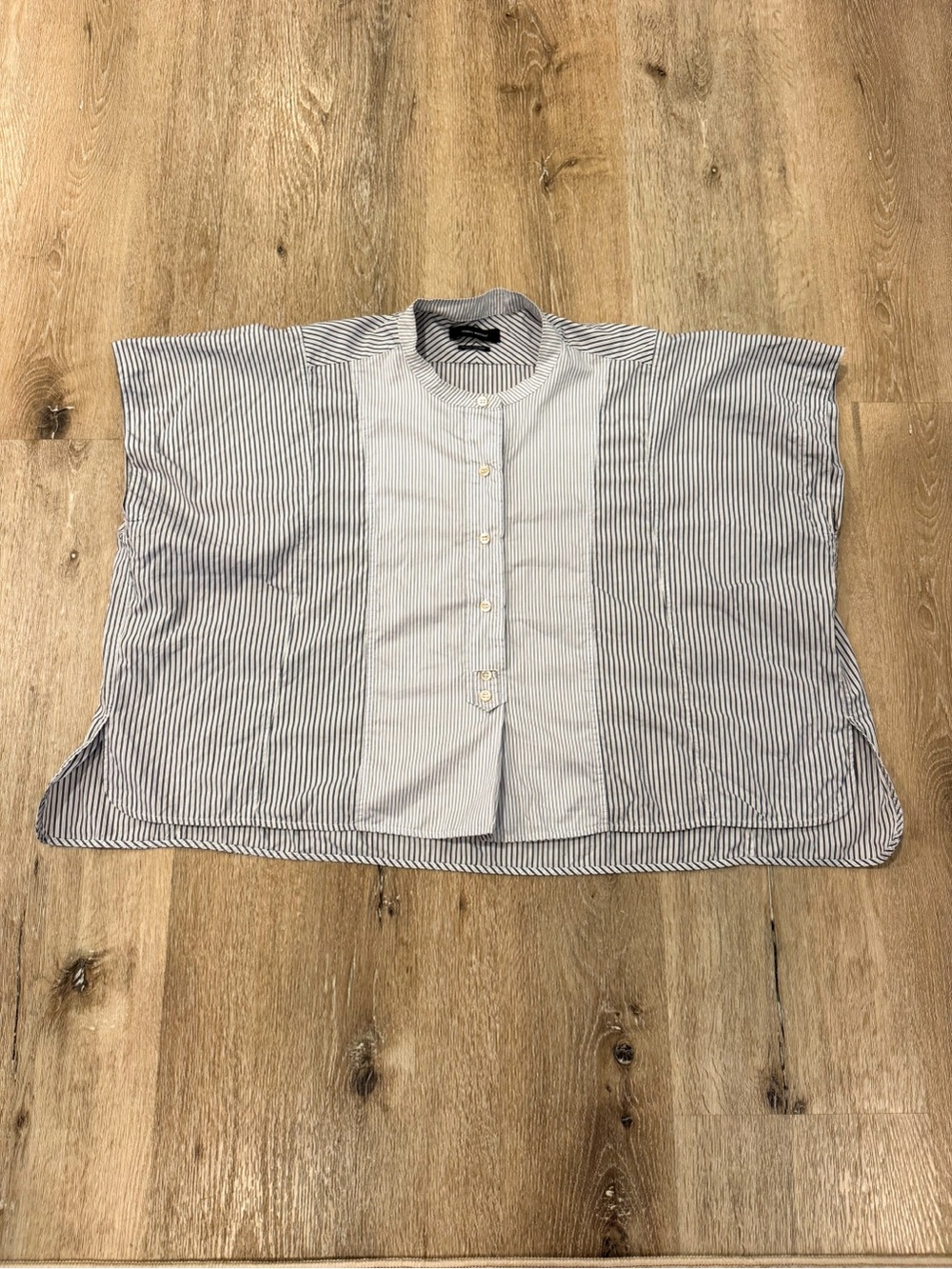 Isabel Marant Striped Blue and White Short-Sleeve Camp Collar Shirt